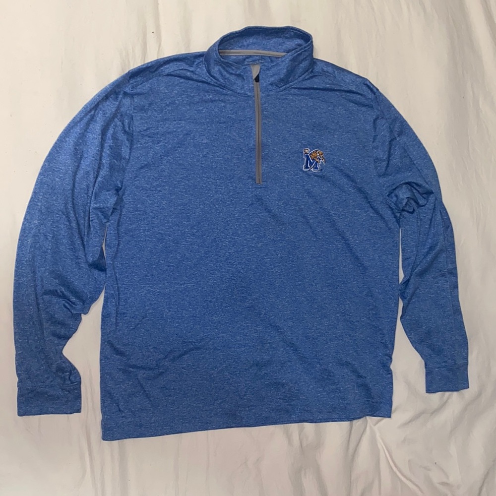 Memphis Tigers Mesh Tech 1/4-Zip Pullover Sweater - Heather Blue